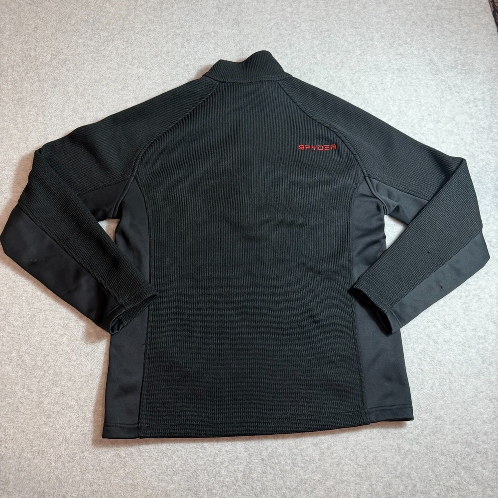 Spyder 1/4 Zip Waffle Knit Jacket Womens M Black Red Pullover Fleece Lining - Picture 9 of 13